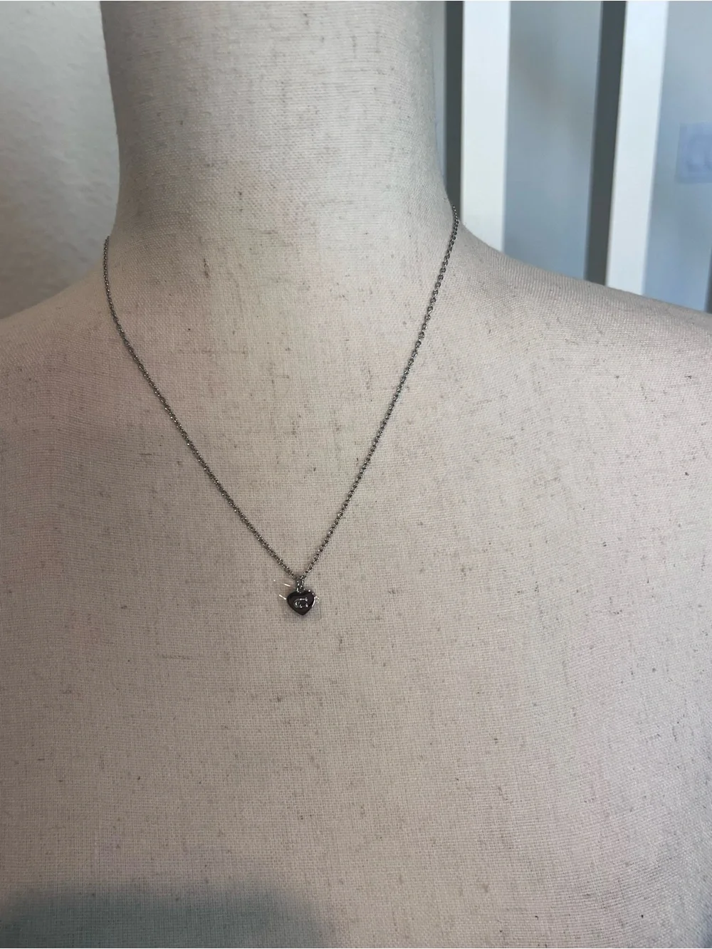 Coach nwt silver Delicate Black Heart Pendant Necklace